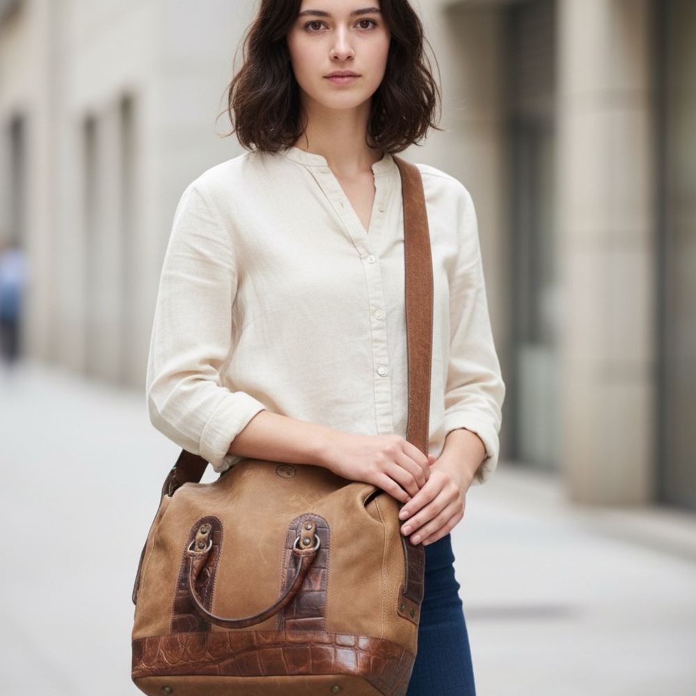 Chic Tan Real Italian Leather Shoulder Bag-Rossi‎